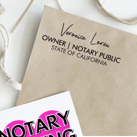 モダンミニマル公証人スクリプトの署名とタイトル セルフインキングスタンプ