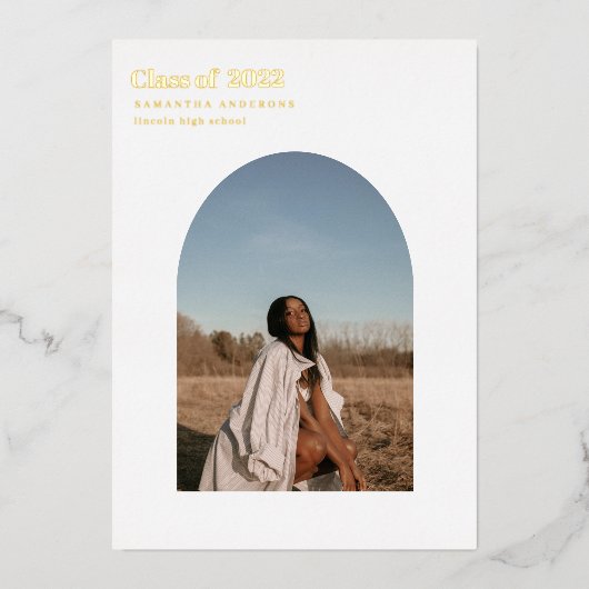 モダンミニマル写真アー実在チエイル 箔招待状 (正面)