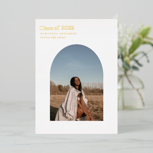 モダンミニマル写真アー実在チエイル 箔招待状 (立ち正面)