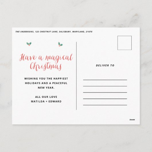 モダンミニマル写真コラージュエレガント シーズンポストカード (裏面)