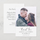 モダンミニマル写真スクリプ結婚ト サンキューカード (正面/裏面)