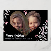 モダンミニマル写真ハッピーホリデーズシルバー 箔シーズンカード (正面)