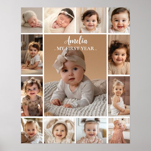 モダンミニマル写真初年度マイルストーン記号 ポスター (正面)