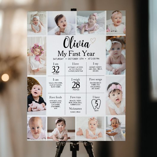 モダンミニマル写真初年度マイルストーン記号 ポスター