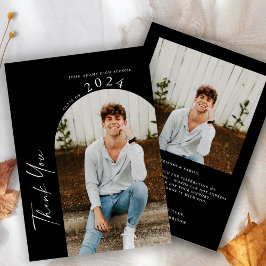 モダンミニマル写真卒業 サンキューカード