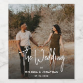 モダンミニマル写真手書きスクリプ結婚ト ワインラベル (シングルラベル)