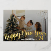 モダンミニマル写真新年実在 箔シーズンカード (正面)