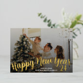 モダンミニマル写真新年実在 箔シーズンカード (立ち正面)