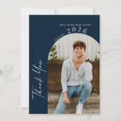 モダンミニマル写真海軍卒業 サンキューカード (正面)