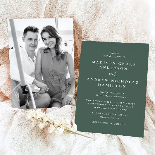 モダンミニマル写真結婚の 招待状