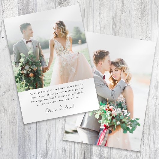 モダンミニマル写真結婚書道 サンキューカード