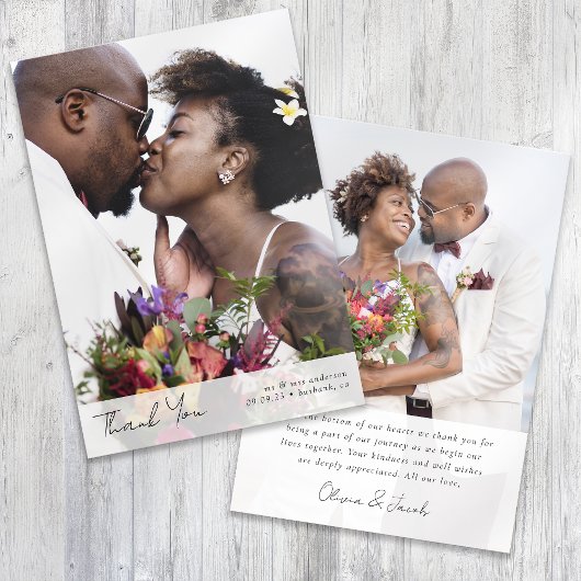 モダンミニマル写真結婚書道 サンキューカード