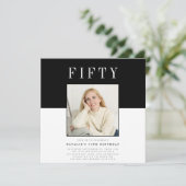 モダンミニマル写真50歳 招待状 (スタンド正面)
