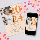 モダンミニマル卒業ガーリーパーティー写真 招待状