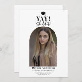 モダンミニマル卒業式ドーム写真の発表 招待状 (正面/裏面)