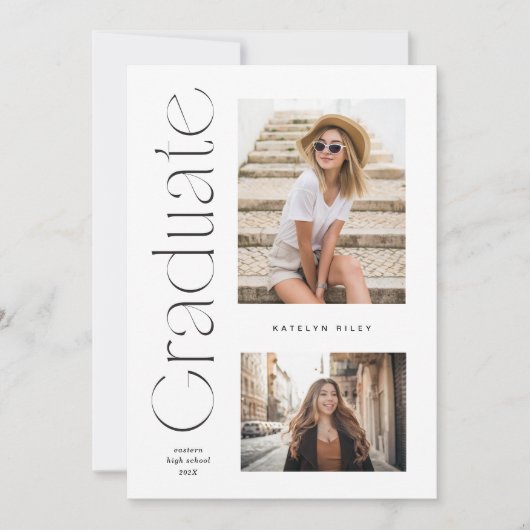 モダンミニマル卒業生2号写真卒業 招待状 (正面)