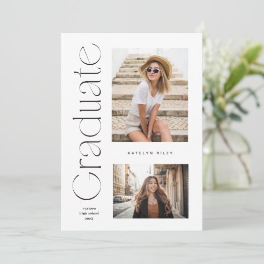 モダンミニマル卒業生2号写真卒業 招待状 (スタンド正面)