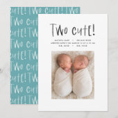 モダンミニマル双子の出産の発表 案内状 (正面/裏面)