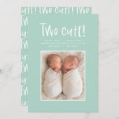モダンミニマル双子の出産の発表 案内状 (正面/裏面)