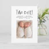 モダンミニマル双子の出産の発表 案内状 (スタンド正面)