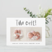 モダンミニマル双子の出産の発表 案内状 (スタンド正面)