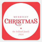 モダンミニマル可愛いフェスティバルメリー赤い スクエアシール (正面)