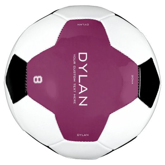 モダンミニマル名前をカスタムするジャージー番号マゼンタ サッカーボール (回転)