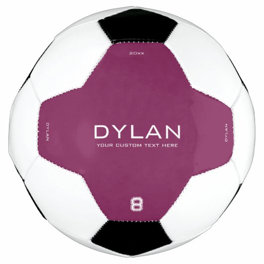 モダンミニマル名前をカスタムするジャージー番号マゼンタ サッカーボール (正面)