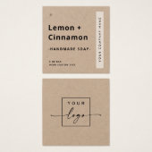 モダンミニマル四角クラフト紙製品ラベル (正面&裏面)