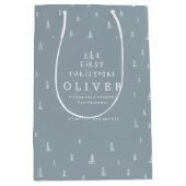 モダンミニマル塵ブルー初めてのクリスマス ミディアムペーパーバッグ (正面)