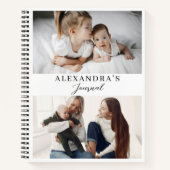 モダンミニマル家族2枚の写真パーソナライズされた文字 ノートブック (正面)