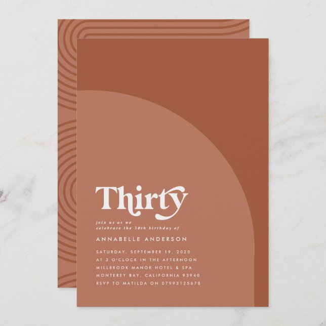 モダンミニマル幾何テラコッタ誕生日 (正面/裏面)