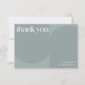 モダンミニマル幾何埃ティール（緑がかった色）カスタム サンキューカード (正面)