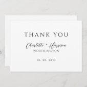 モダンミニマル手書きスクリプ結婚ト サンキューカード (正面/裏面)