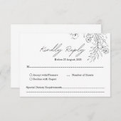 モダンミニマル手書きスクリプ結婚ト 出欠カード (正面/裏面)