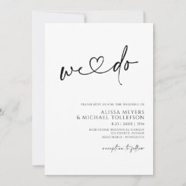 モダンミニマル手書きハート結婚の 招待状