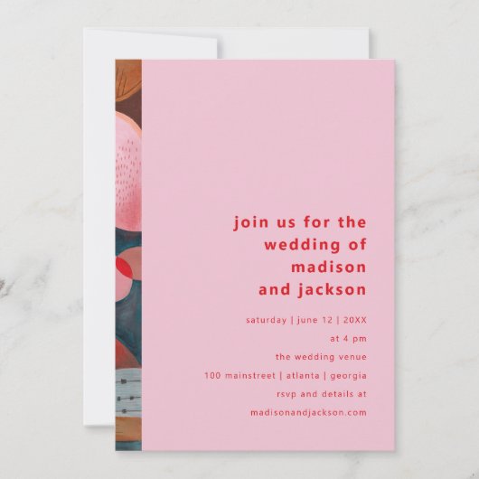 モダンミニマル抽象芸術シンプル結婚カラフル 招待状 (正面)