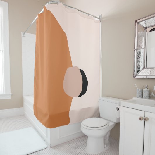 モダンミニマル抽象芸術幾何学褐色ピンク色 シャワーカーテン (インサイチュ)