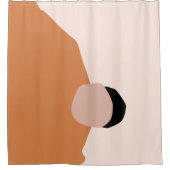 モダンミニマル抽象芸術幾何学褐色ピンク色 シャワーカーテン (正面)