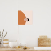 モダンミニマル抽象芸術幾何学褐色ピンク色 ポスター (キッチン)