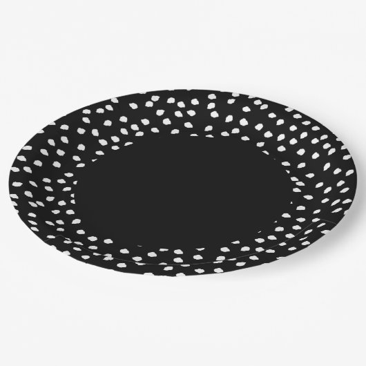 モダンミニマル抽象芸術水玉模様白黒 ペーパープレート (アングル)