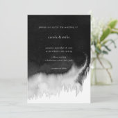モダンミニマル抽象芸術水色結婚黒 招待状 (スタンド正面)