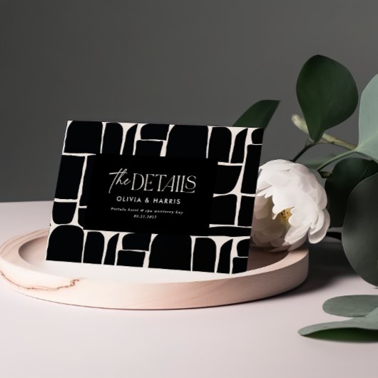 モダンミニマル抽象芸術結婚白黒詳細 ノートカード