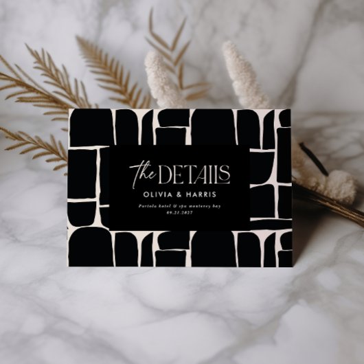 モダンミニマル抽象芸術結婚白黒詳細 ノートカード