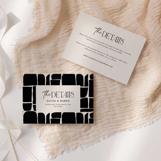 モダンミニマル抽象芸術結婚白黒詳細 ノートカード