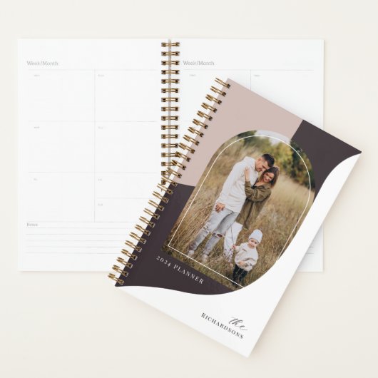 モダンミニマル抽象芸術Archファミリ写真スタイリッシュ プランナー手帳 (ディスプレー)