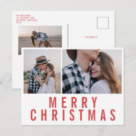 モダンミニマル数々の写真のシックスタイリッシュなクリスマス ポストカード