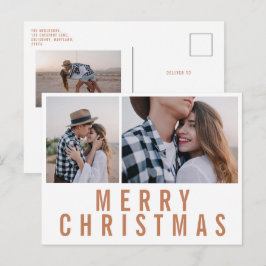 モダンミニマル数々の写真のシックスタイリッシュなクリスマス ポストカード