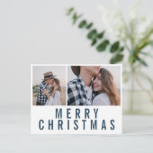 モダンミニマル数々の写真のシックスタイリッシュなクリスマス ポストカード (スタンド正面)