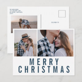 モダンミニマル数々の写真のシックスタイリッシュなクリスマス ポストカード